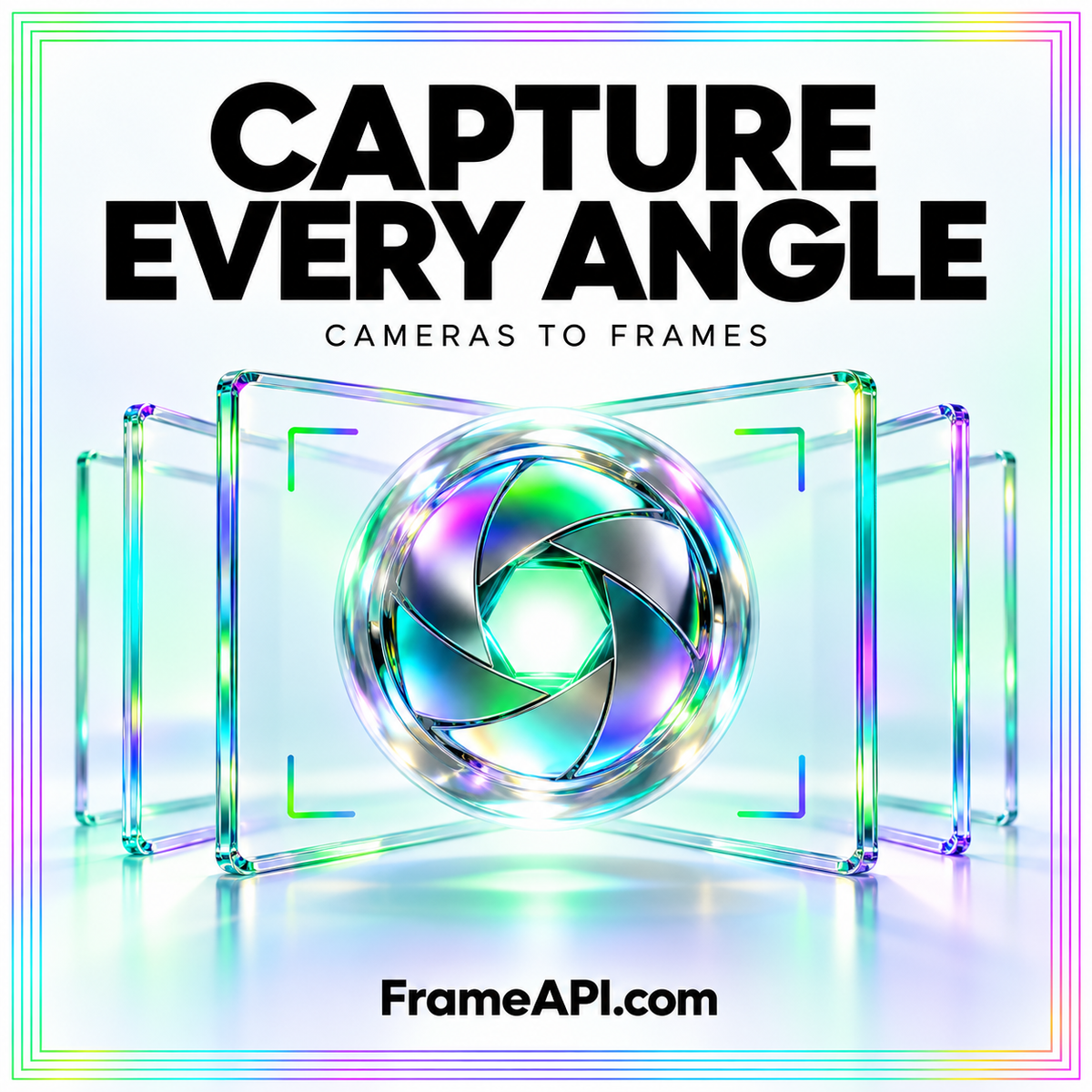 Capture Every Angle cover with a chrome camera aperture and luminous glass viewfinder frames.